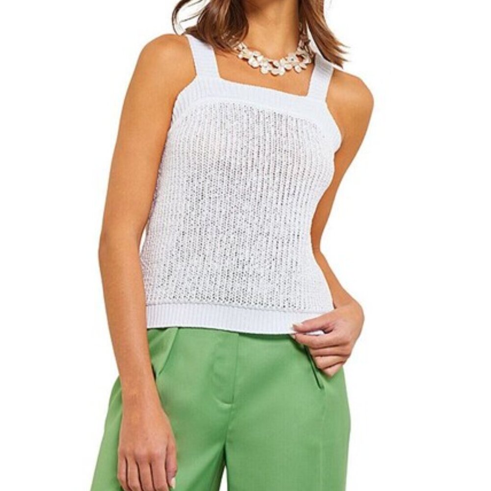 NWT - MISOOK Crochet Knit Square Neck Sleeveless Sweater Tank
